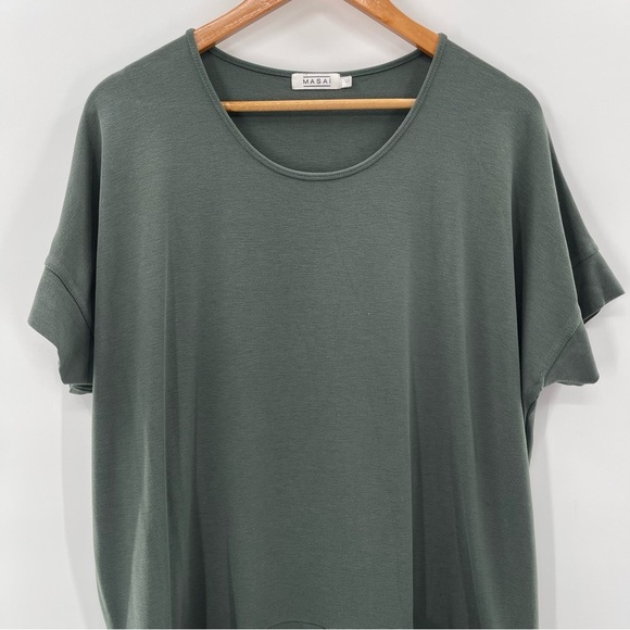 Masai Balsam Green Relaxed Fit Lagenlook Midi Dress Boxy Minimal Boho Size Med - Picture 2 of 13